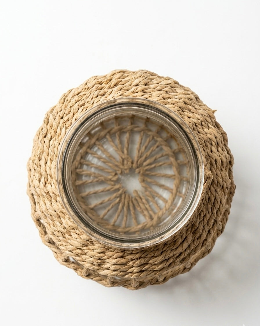 Coastal Weave Glass Lantern