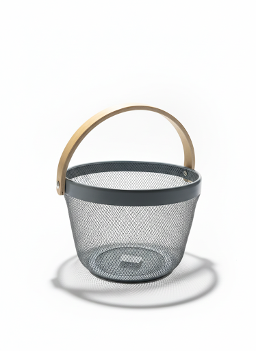 Metal Mesh Basket with Wooden Handle