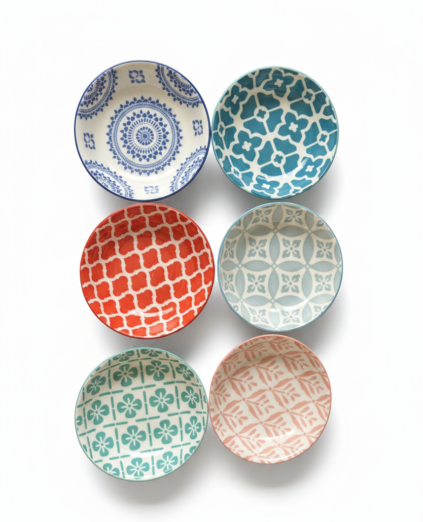 Patterned Mini Dipping Plates (6 Pieces)