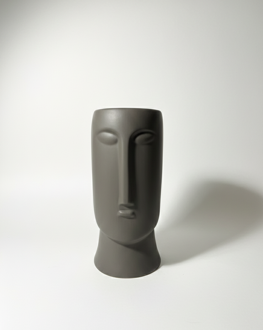 Abstract Face Vase – Grey