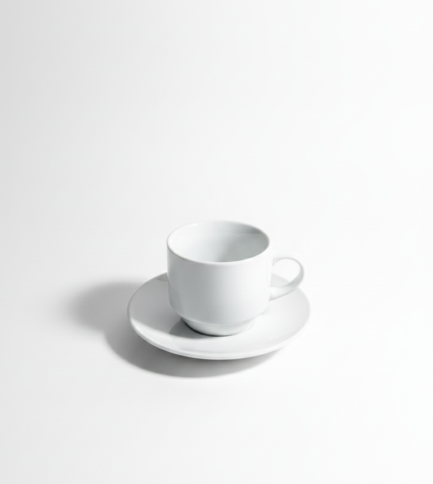 Classic White Coffee Cup & Saucer (6 Pieces)