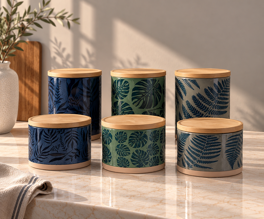 Botanical Ceramic Canister Set – Set of 6