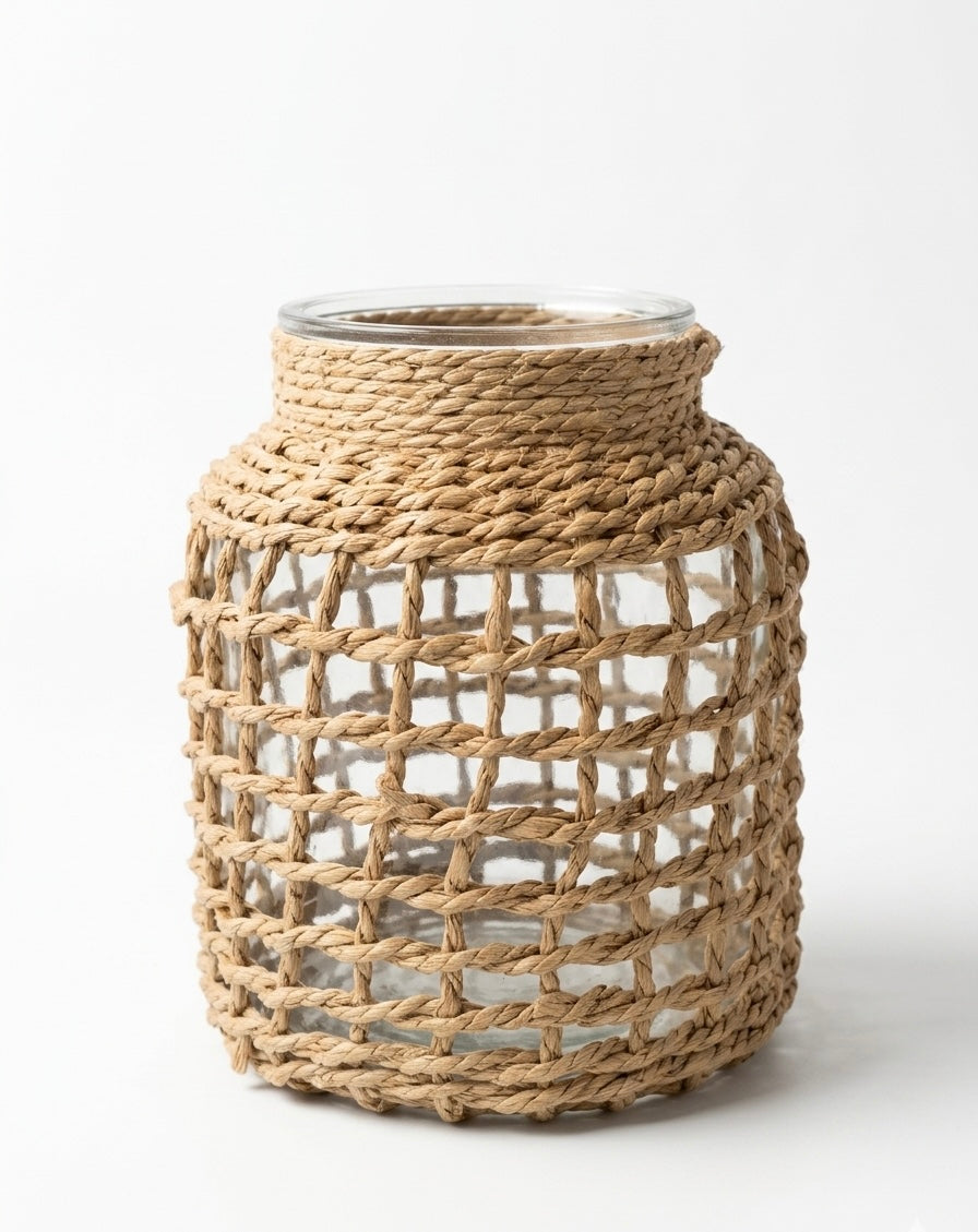Coastal Weave Glass Lantern