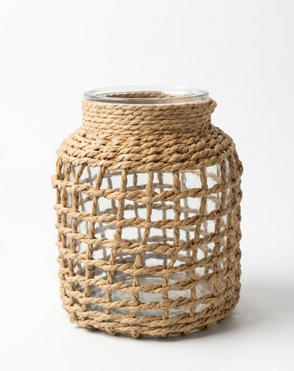 Coastal Weave Glass Lantern