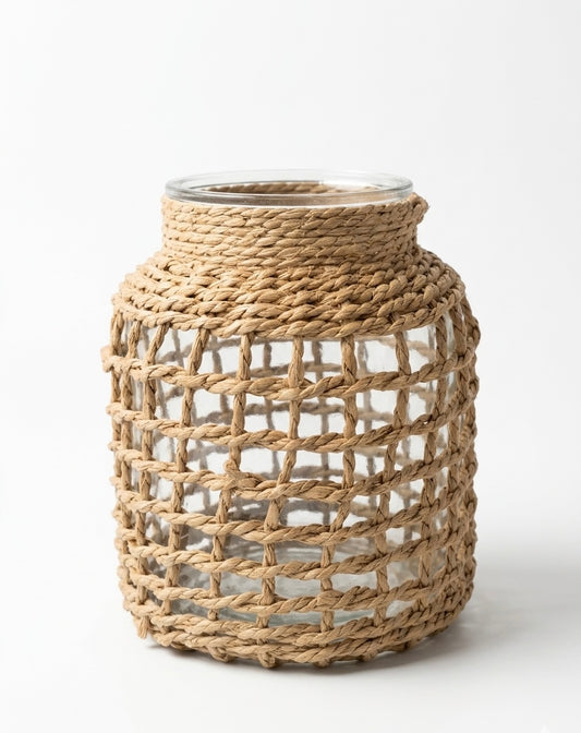 Coastal Weave Glass Lantern