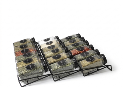 18-Piece Drawer Spice Jar Set with Metal Rack