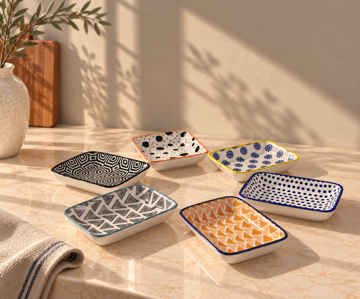 Petite Bites Ceramic Rectangular Bowl Set – Set of 6