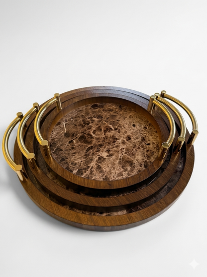 Marble-Effect Tray Set (3 Pieces)
