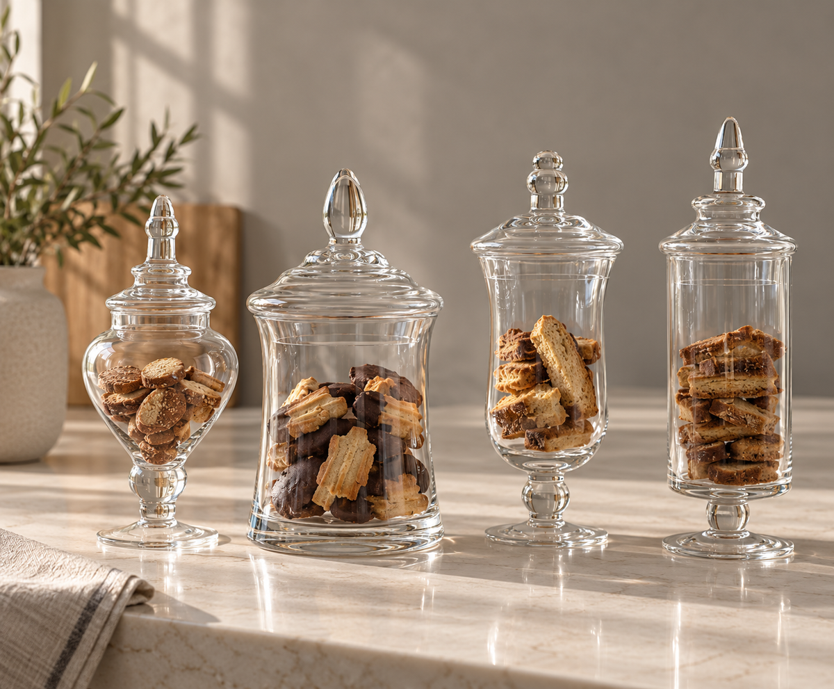 Vintage Glass Apothecary Jar Set – Set of 4