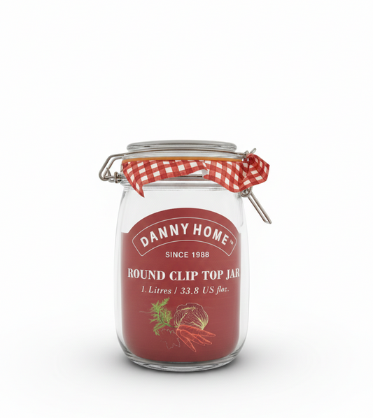 Round Clip-Top Glass Jar – 1 L