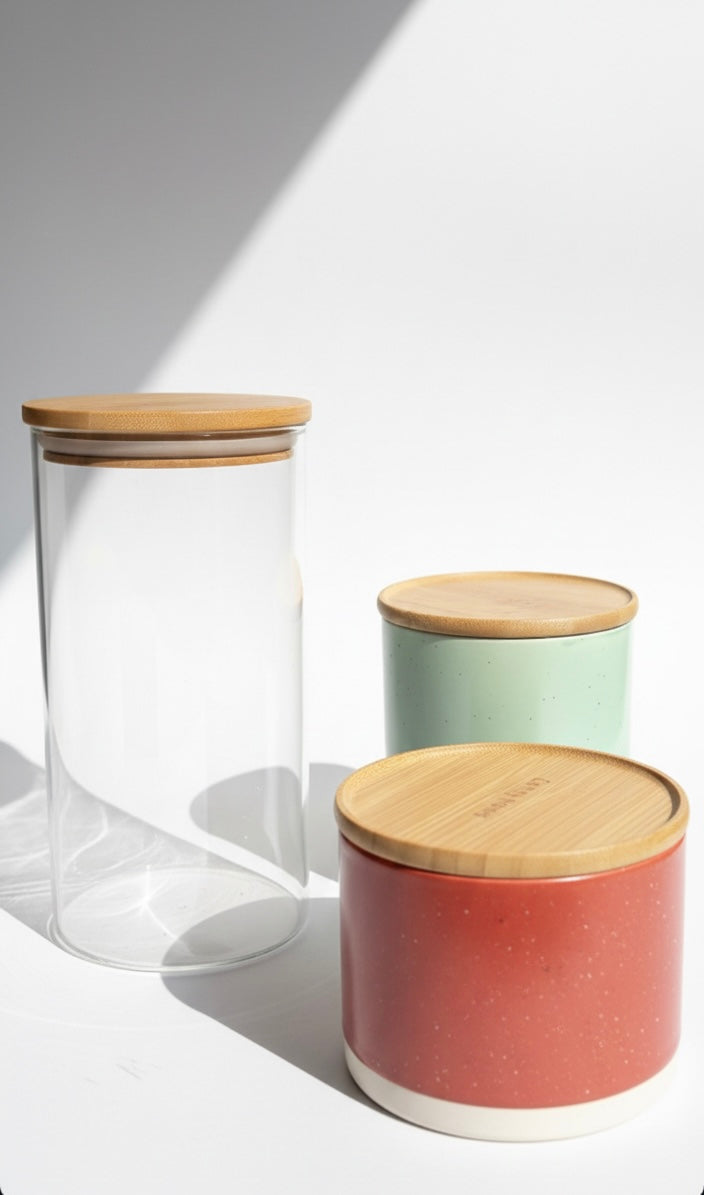 Storage Jars with Bamboo Lids (Set of 3)