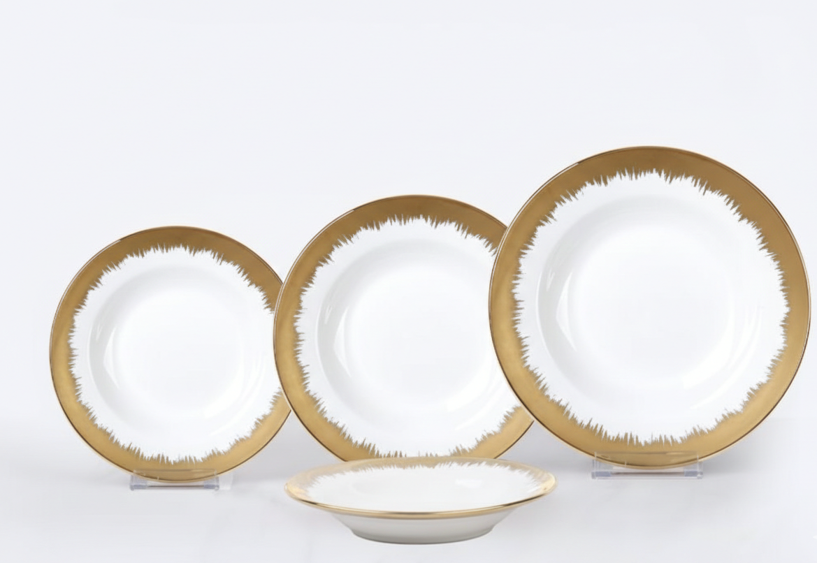 Gold Rim Ceramic Deep Plate