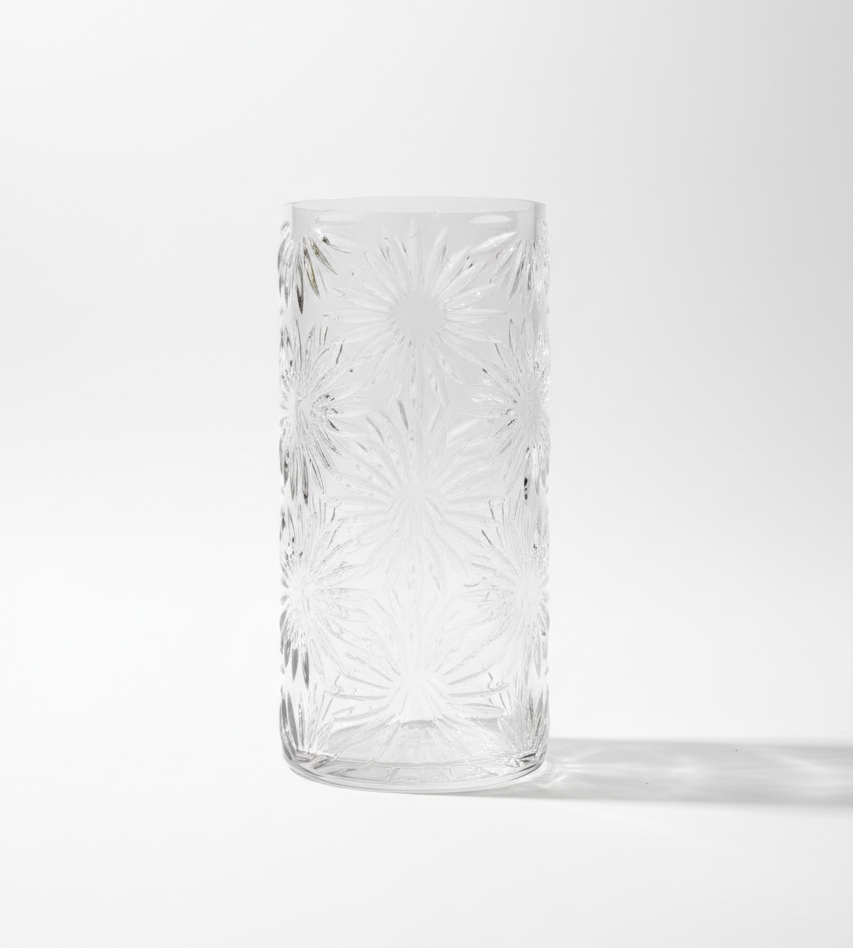 Floral Cut Glass Vase