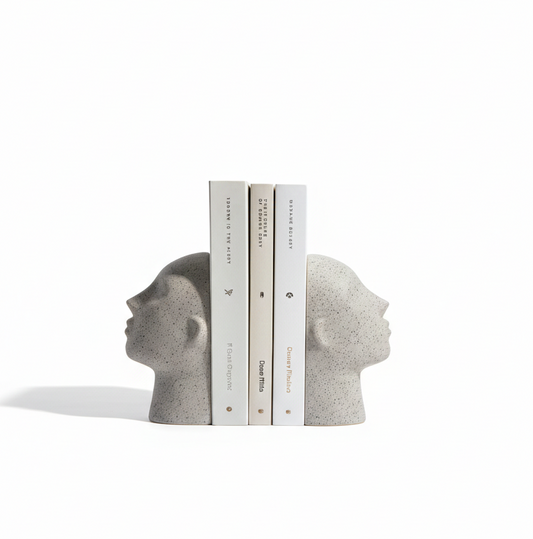 Sculpted White Head Bookends