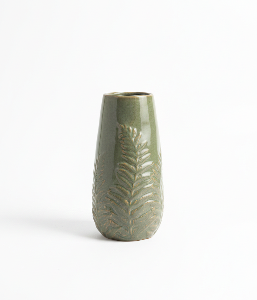 Fern Relief Ceramic Vase