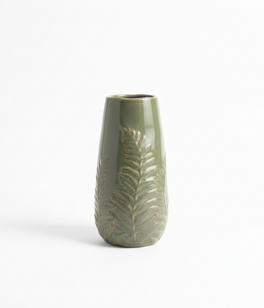 Fern Relief Ceramic Vase
