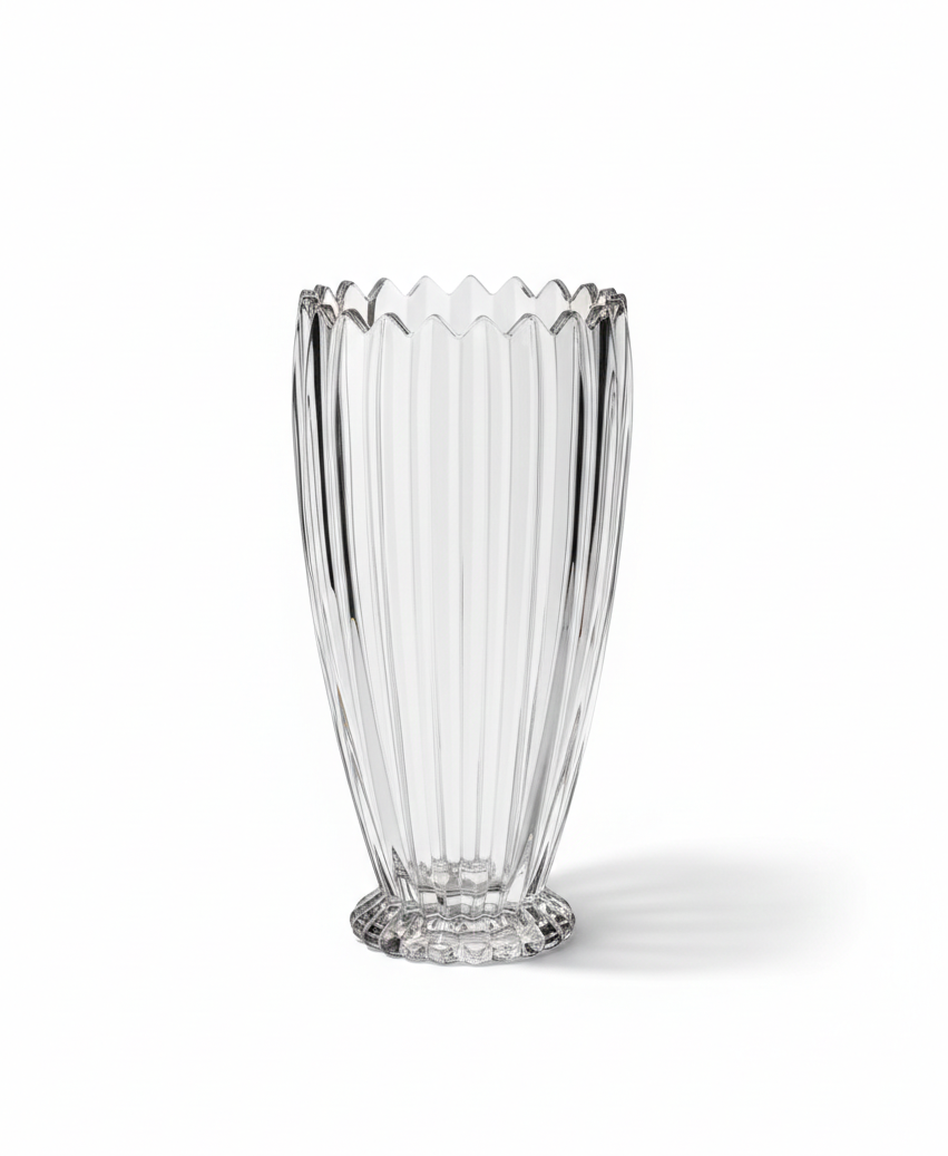 Ribbed Crystal Glass Vase