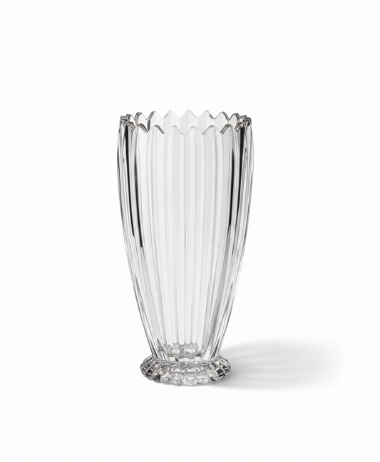 Ribbed Crystal Glass Vase