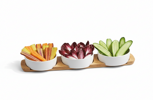 Trio Snack & Dip Bowl Set with Wooden Tray