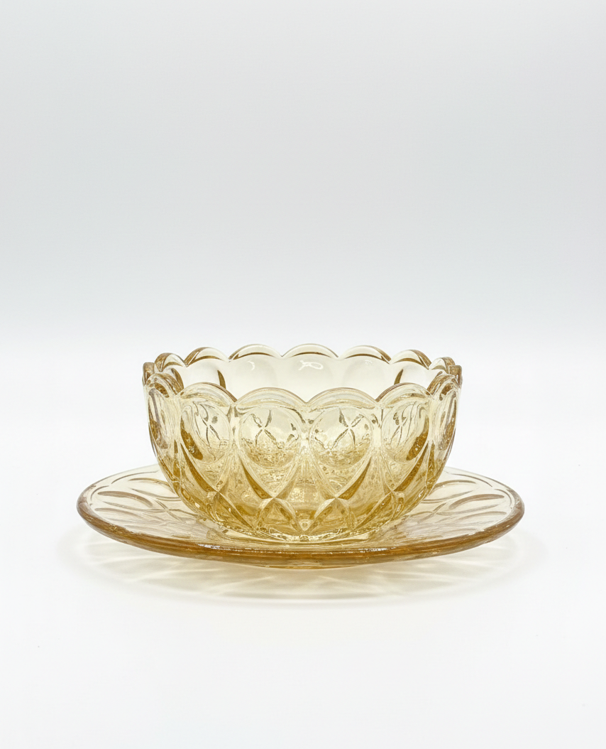 Glass Bowl and Saucer (6 Pieces)