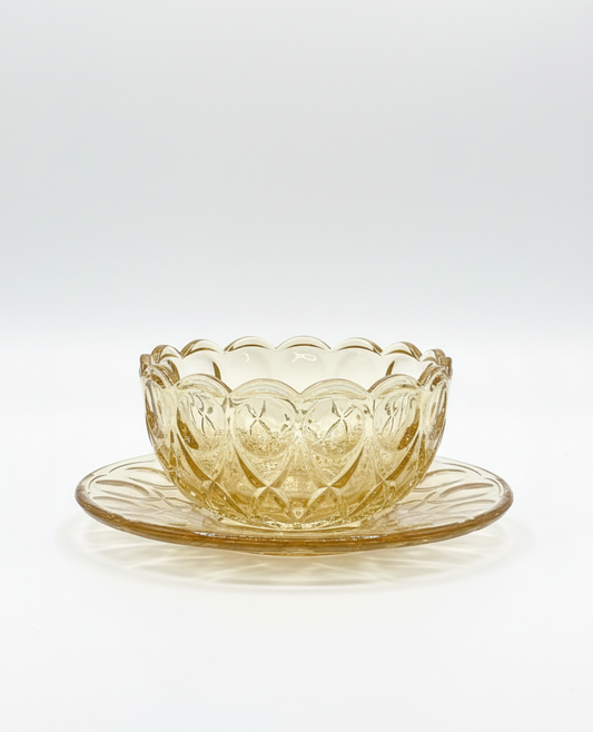 Glass Bowl and Saucer (6 Pieces)