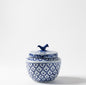 Blue & White Bird Lid Ceramic Ginger Jar