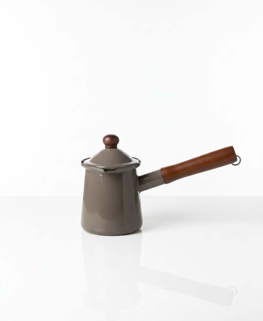 Enamel Coffee Pot with Wooden Handle