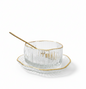 Glass Bowl with Gold Spoon (Set of 6 Pcs)