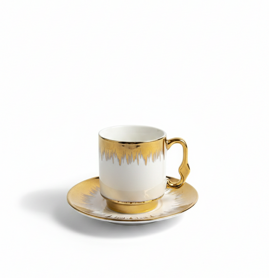Gold Accent Coffee Cup & Saucer (12 Pieces)