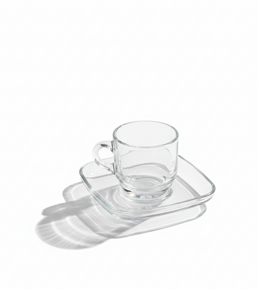 Glass Coffee Cup & Saucer (6 Pieces)