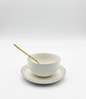 Glass Bowl with Saucer and Spoon (Set of 6)