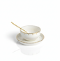Glass Bowl with Saucer and Spoon (Set of 6)
