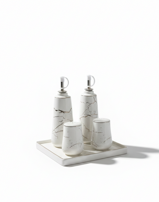 Marble-Effect Oil, Vinegar and Seasoning Set
