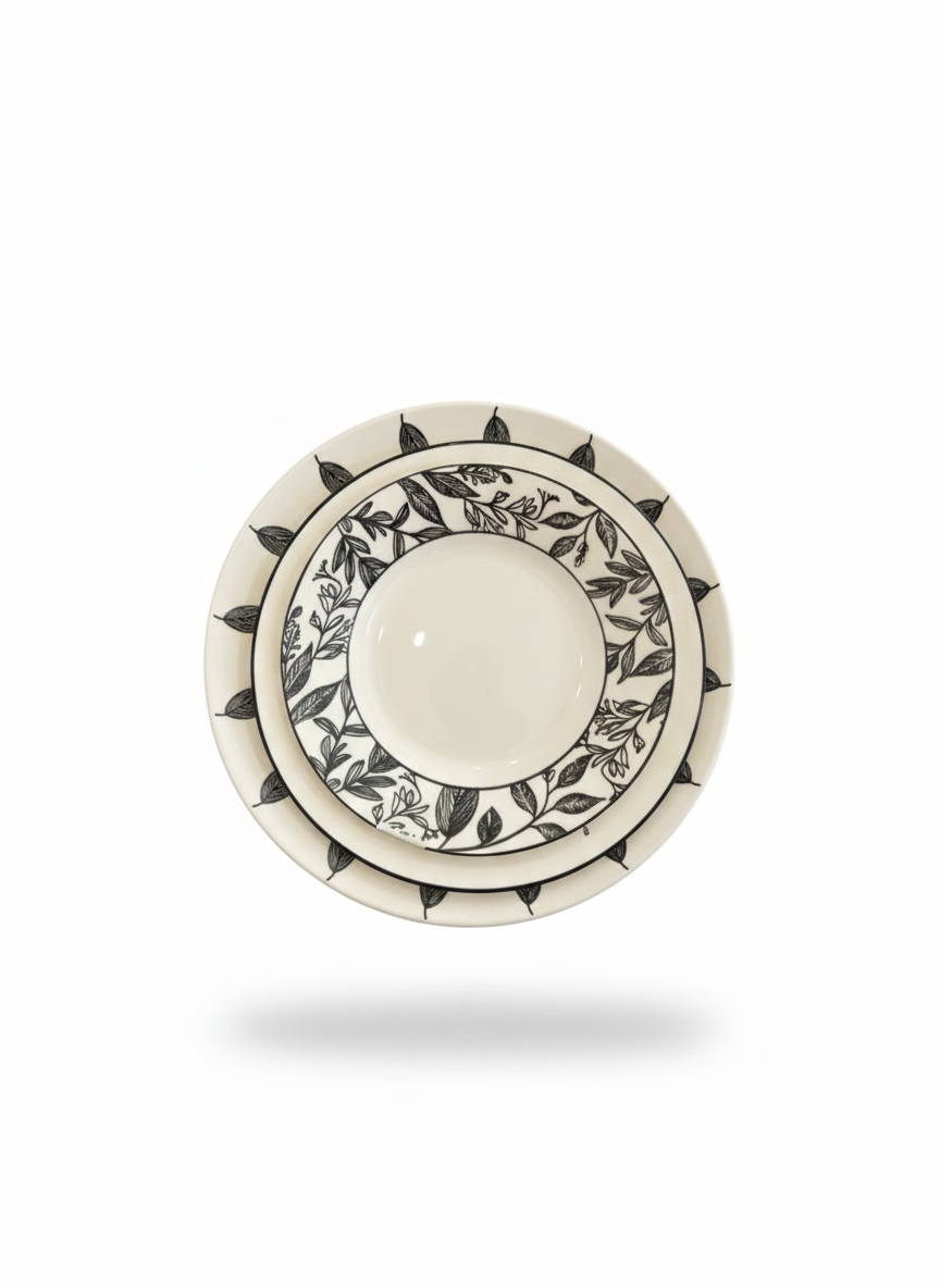 Ceramic Leaf Plate Set (36 Pieces)