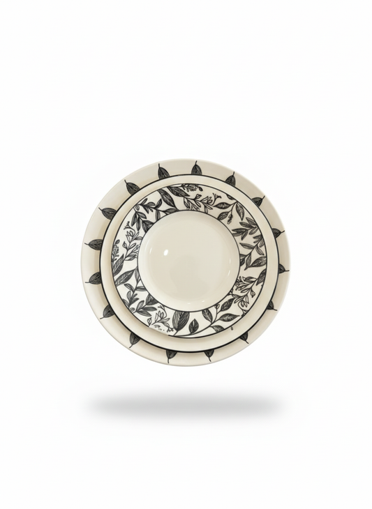Ceramic Leaf Plate Set (36 Pieces)