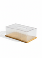 Ribbed Clear Tissue Box with Wooden